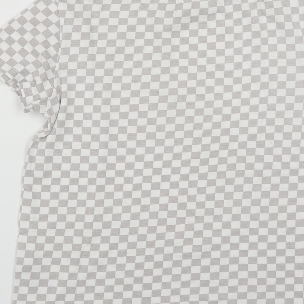 Primark Womens Multicoloured Check Cotton Basic T-Shirt Size XS Round Neck