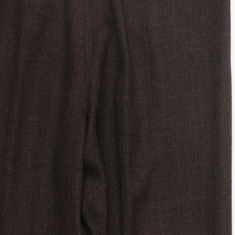Autonomy Womens Brown Plaid Polyester Trousers Size 12 L27 in Regular Zip