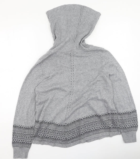 BHS Womens Grey High Neck Geometric Viscose Pullover Jumper Size 16