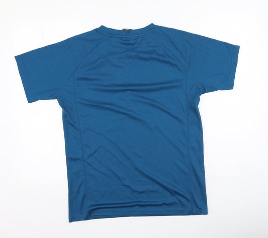 Preworn Mens Blue Polyester T-Shirt Size M Round Neck