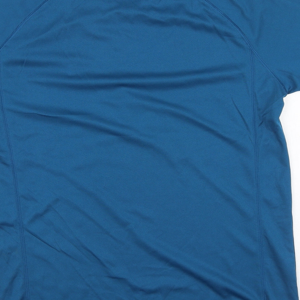 Preworn Mens Blue Polyester T-Shirt Size M Round Neck