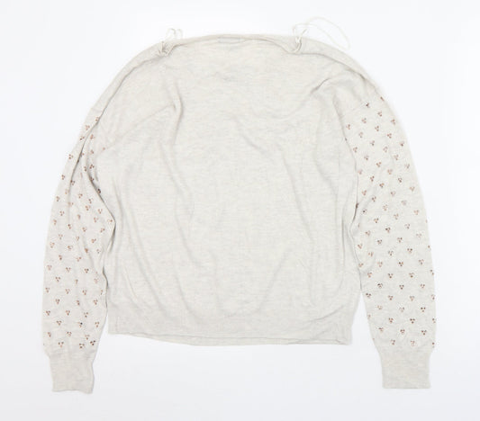 F&F Womens Ivory Round Neck Polyester Pullover Jumper Size 14