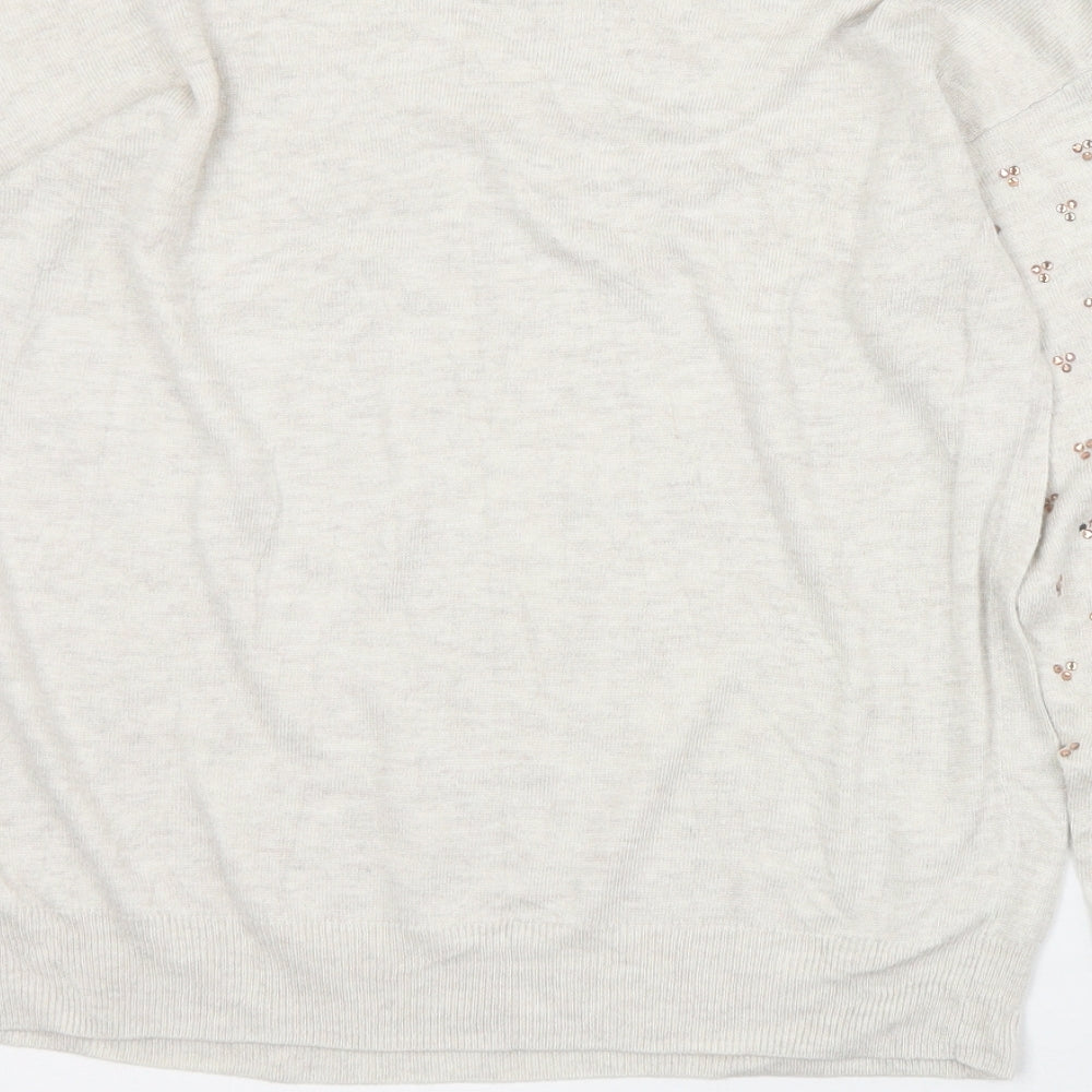 F&F Womens Ivory Round Neck Polyester Pullover Jumper Size 14