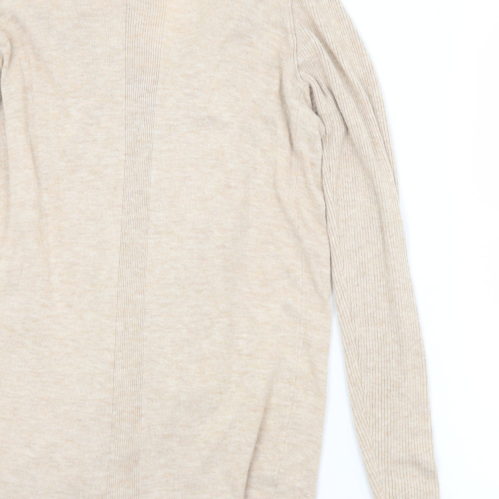 F&F Womens Beige Collared Nylon Cardigan Jumper Size 10