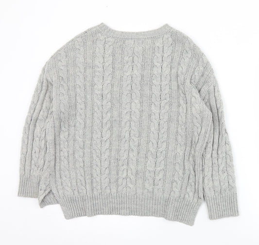 Primark Womens Grey Crew Neck Acrylic Pullover Jumper Size 6 - 6/8