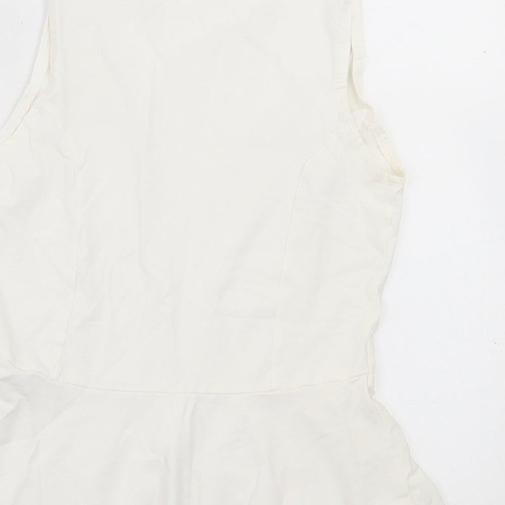 Womens UK Size 10 New Look White Basic Tank