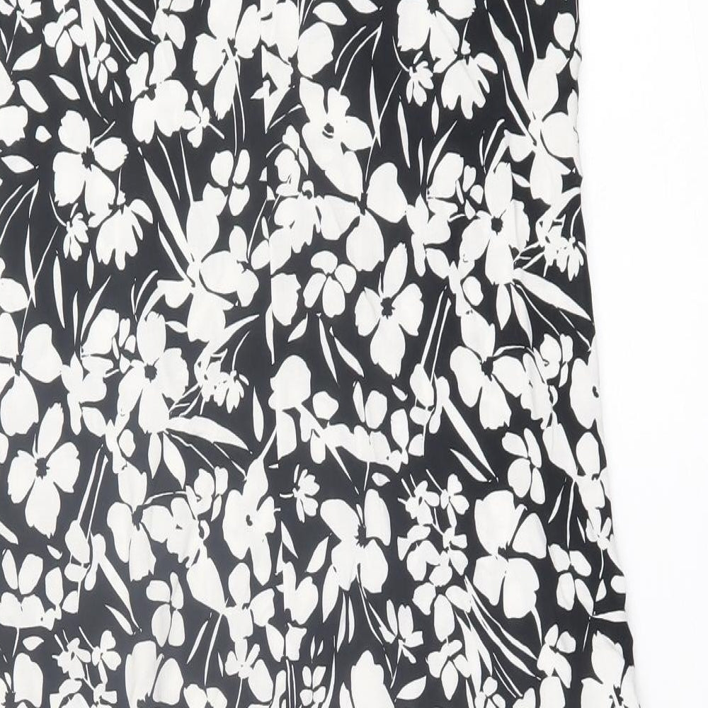 Primark Womens Black Geometric Viscose A-Line Size 6 V-Neck Pullover