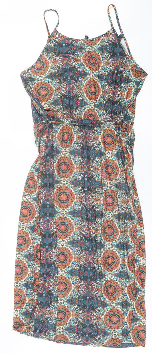 Rainbow Womens Multicoloured Geometric Polyester A-Line Size XL Scoop Neck Pullover