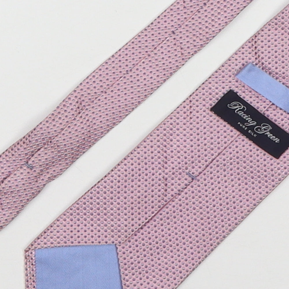 Racing Green Mens Pink Polka Dot Silk Pointed Tie One Size