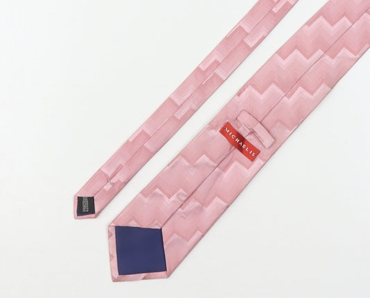 Michaelis Mens Pink Geometric Silk Pointed Tie One Size