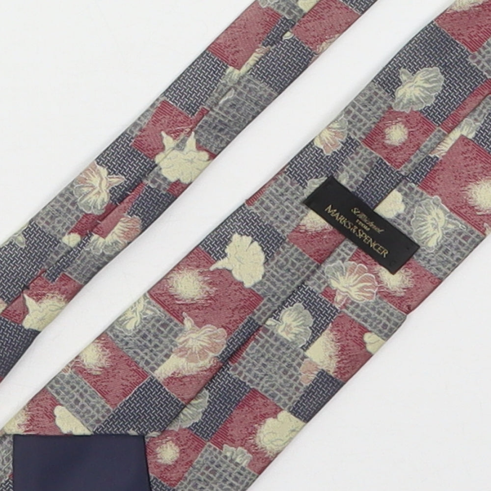 Marks and Spencer Mens Multicoloured Plaids & Checks Polyester Pointed Tie One Size