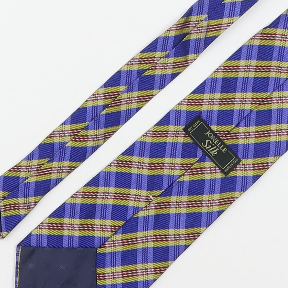 Jonelle Mens Multicoloured Plaids & Checks Silk Pointed Tie One Size