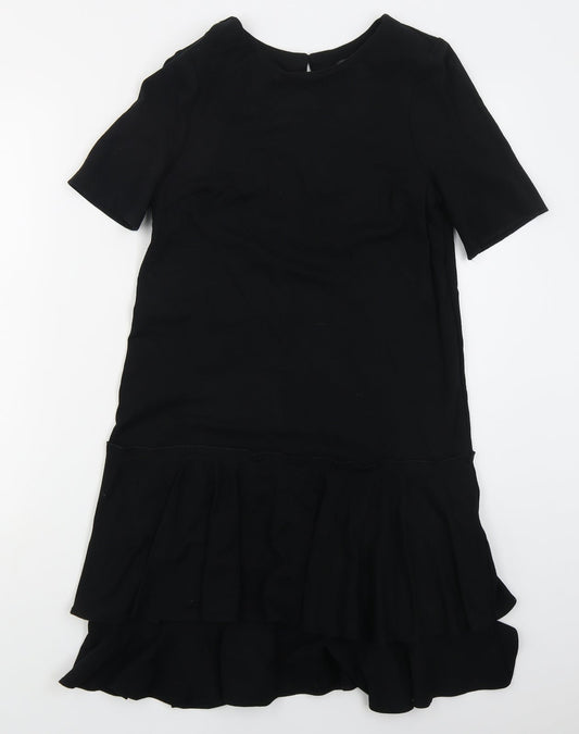 NEXT Womens Black Viscose A-Line Size 8 Round Neck Button