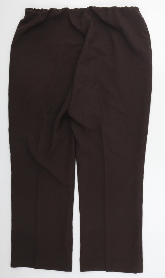 Classic Womens Brown Polyester Trousers Size 14 L27 in Regular