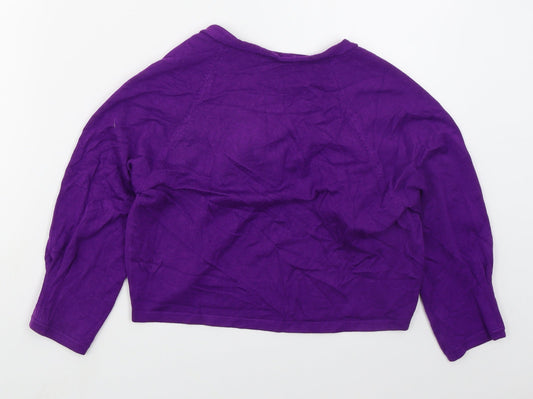 Preworn Womens Purple V-Neck Viscose Cardigan Jumper Size M