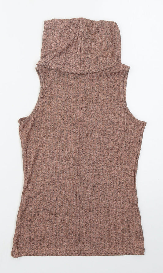 Boohoo Womens Pink Polyester Basic Tank Size 8 Roll Neck