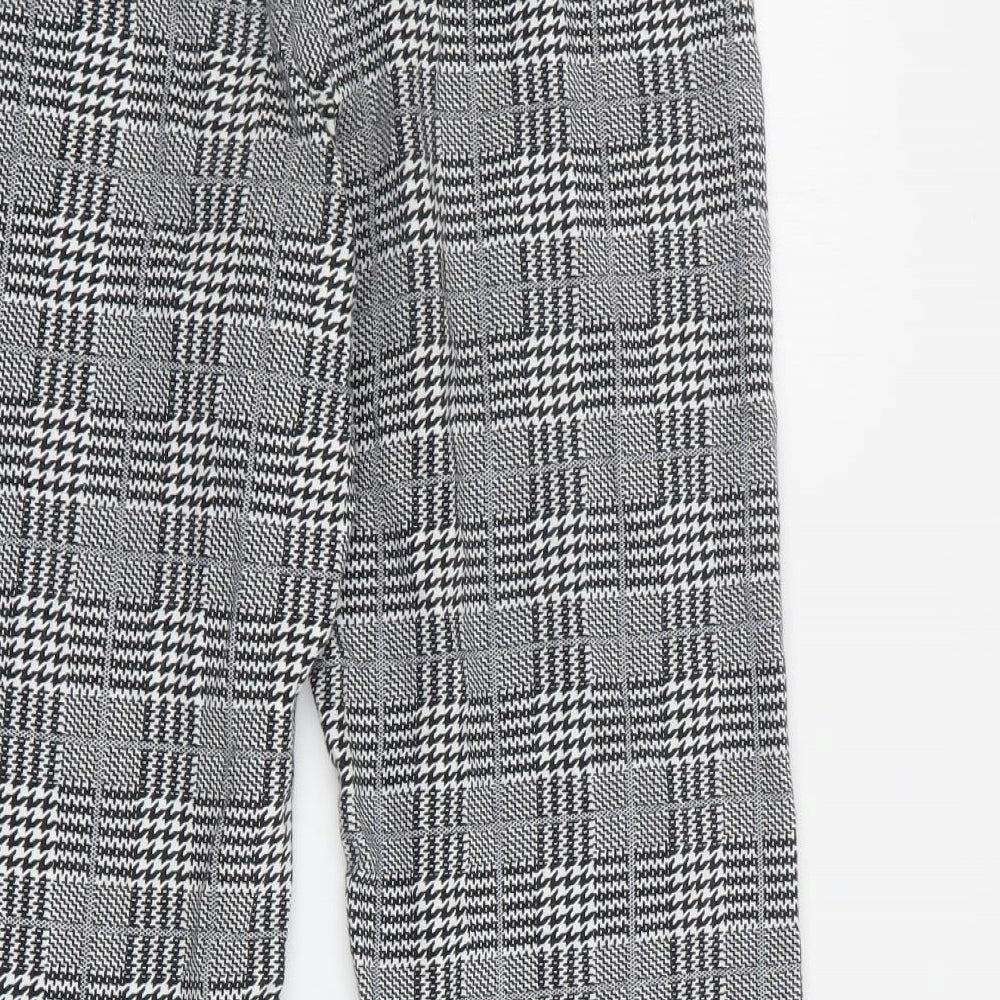 Topshop Womens Black Houndstooth Viscose Capri Trousers Size 8 L21 in Regular