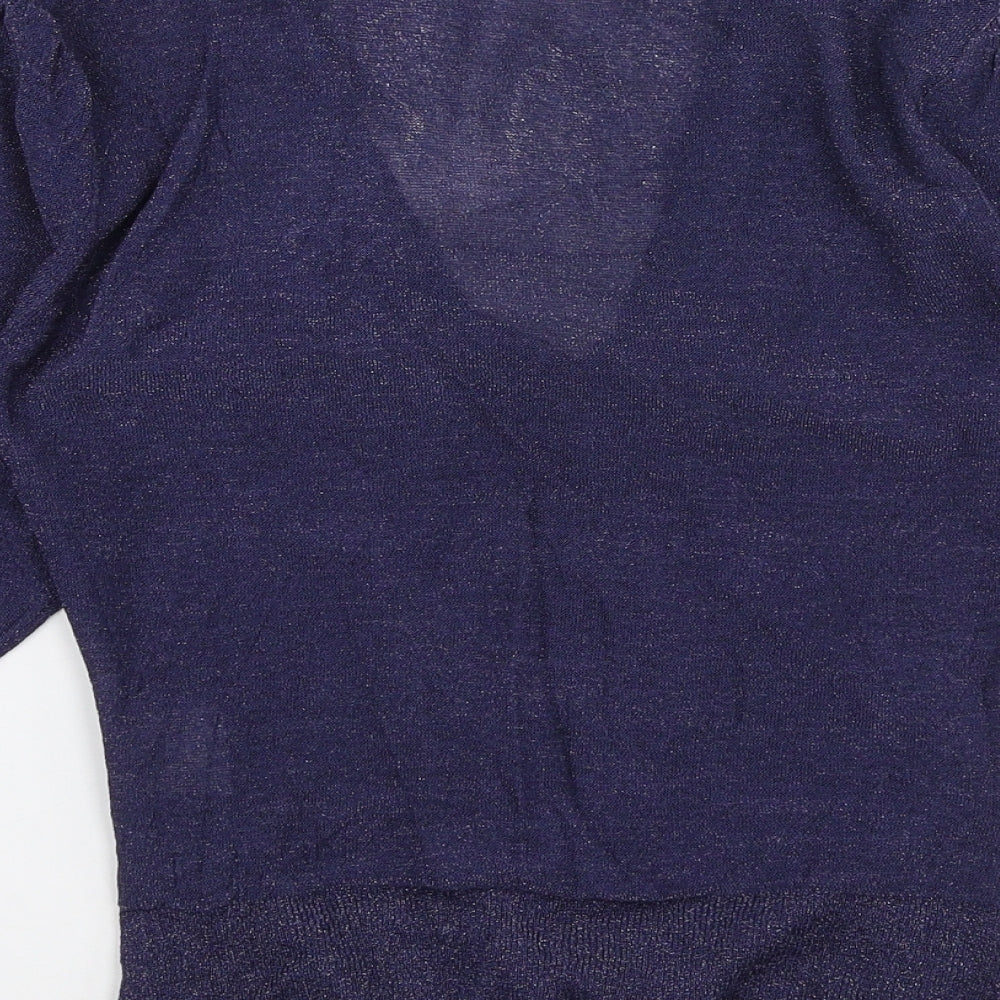 Anise Womens Blue V-Neck Viscose Pullover Jumper Size S