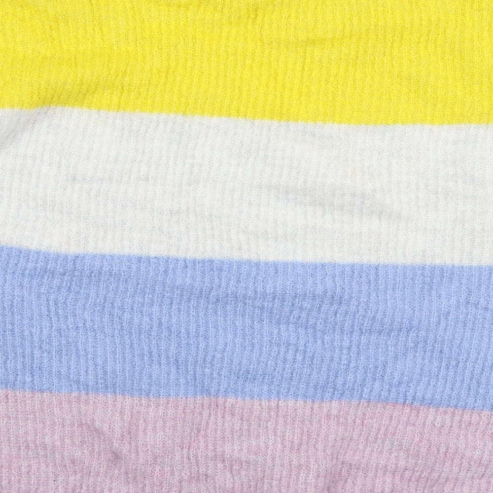 TU Womens Multicoloured High Neck Striped Acrylic Pullover Jumper Size 14