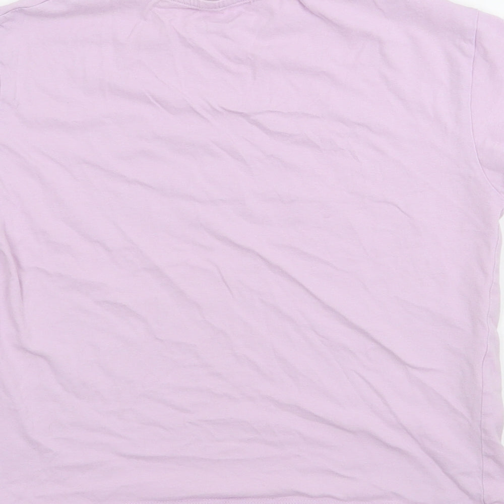 MNG Girls Purple Cotton Basic T-Shirt Size 9 Years Crew Neck