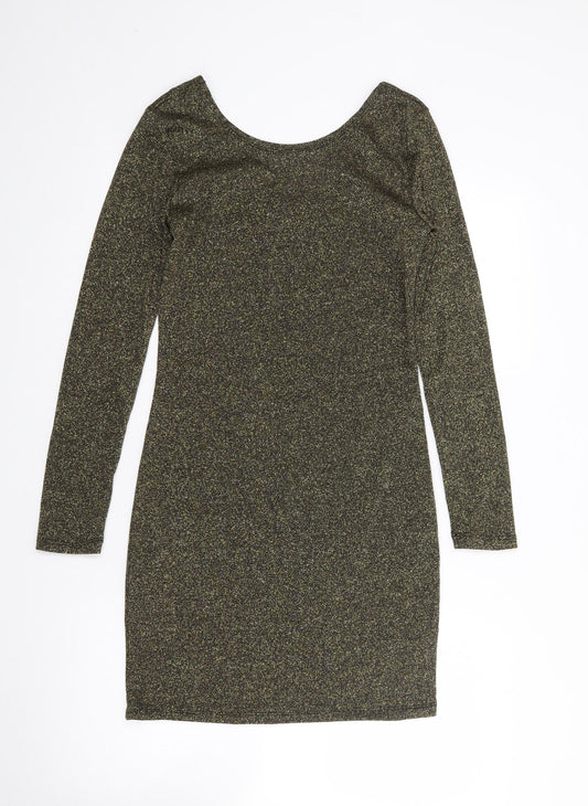 Atmosphere Womens Gold Polyester Bodycon Size 10 Scoop Neck