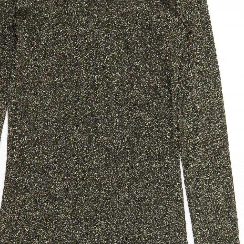 Atmosphere Womens Gold Polyester Bodycon Size 10 Scoop Neck