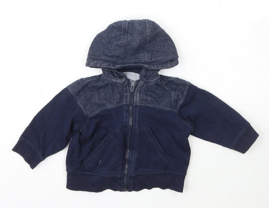 Matalan Boys Blue Cotton Full Zip Jumper Size 6-9 Months Zip