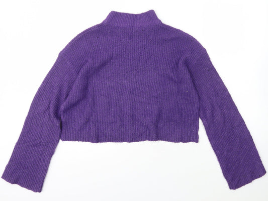 Divided by H&M Womens Purple High Neck Acrylic Pullover Jumper Size S