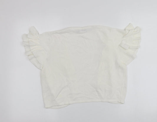 Joanna Hope Womens Ivory V-Neck Viscose Cardigan Jumper Size 14