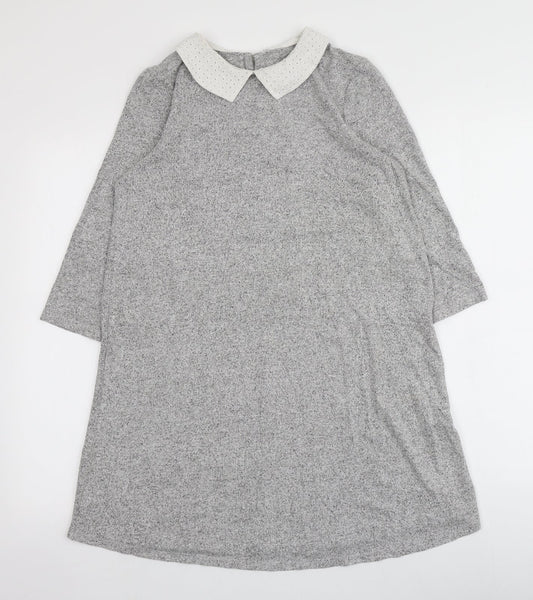 TU Womens Grey Viscose Jumper Dress Size 8 Round Neck