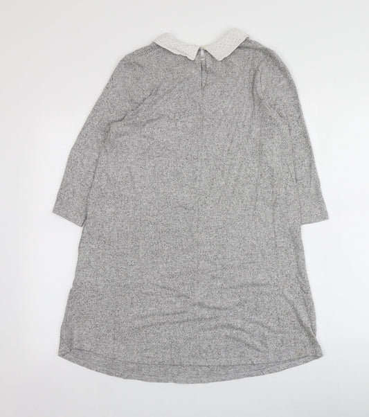 TU Womens Grey Viscose Jumper Dress Size 8 Round Neck