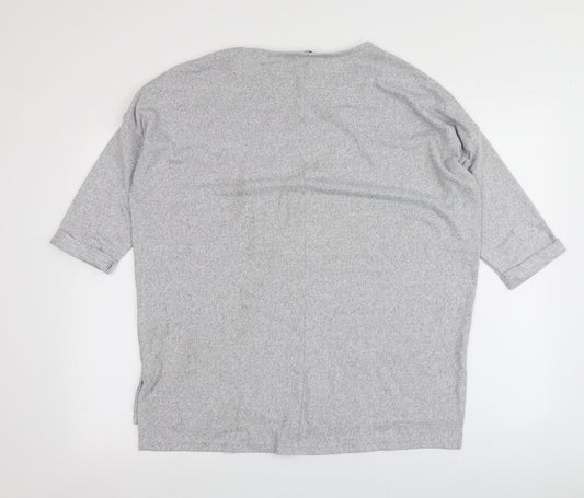 New Look Womens Grey Polyester Basic Blouse Size S Round Neck