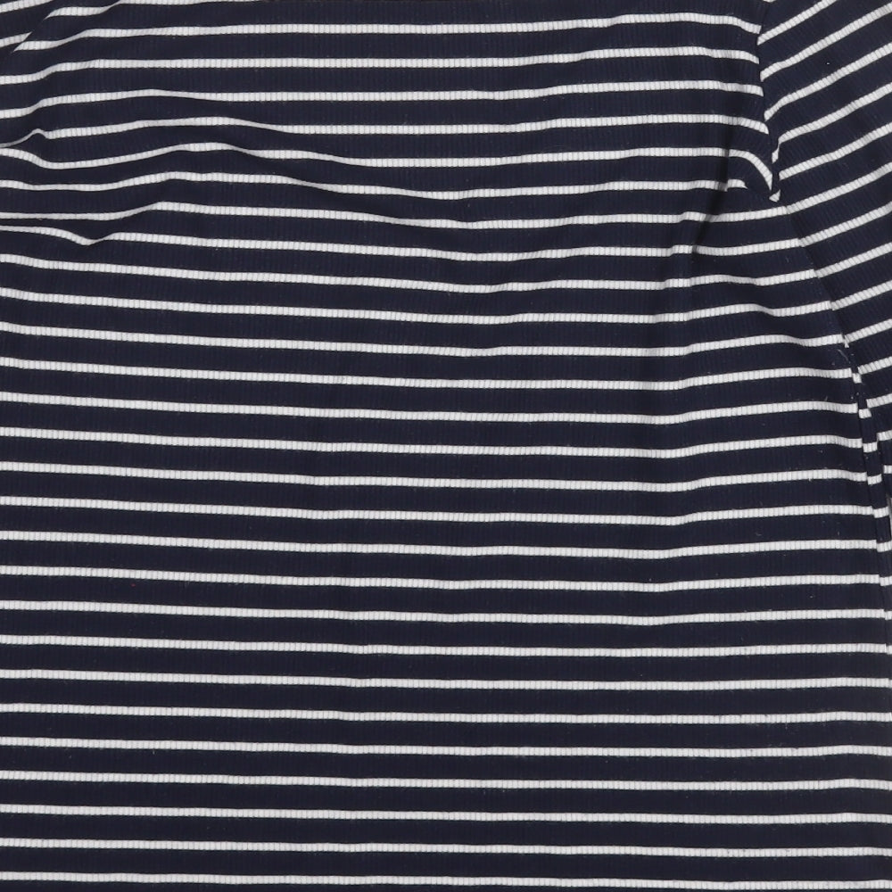 George Womens Blue Round Neck Striped Polyester Pullover Jumper Size 12