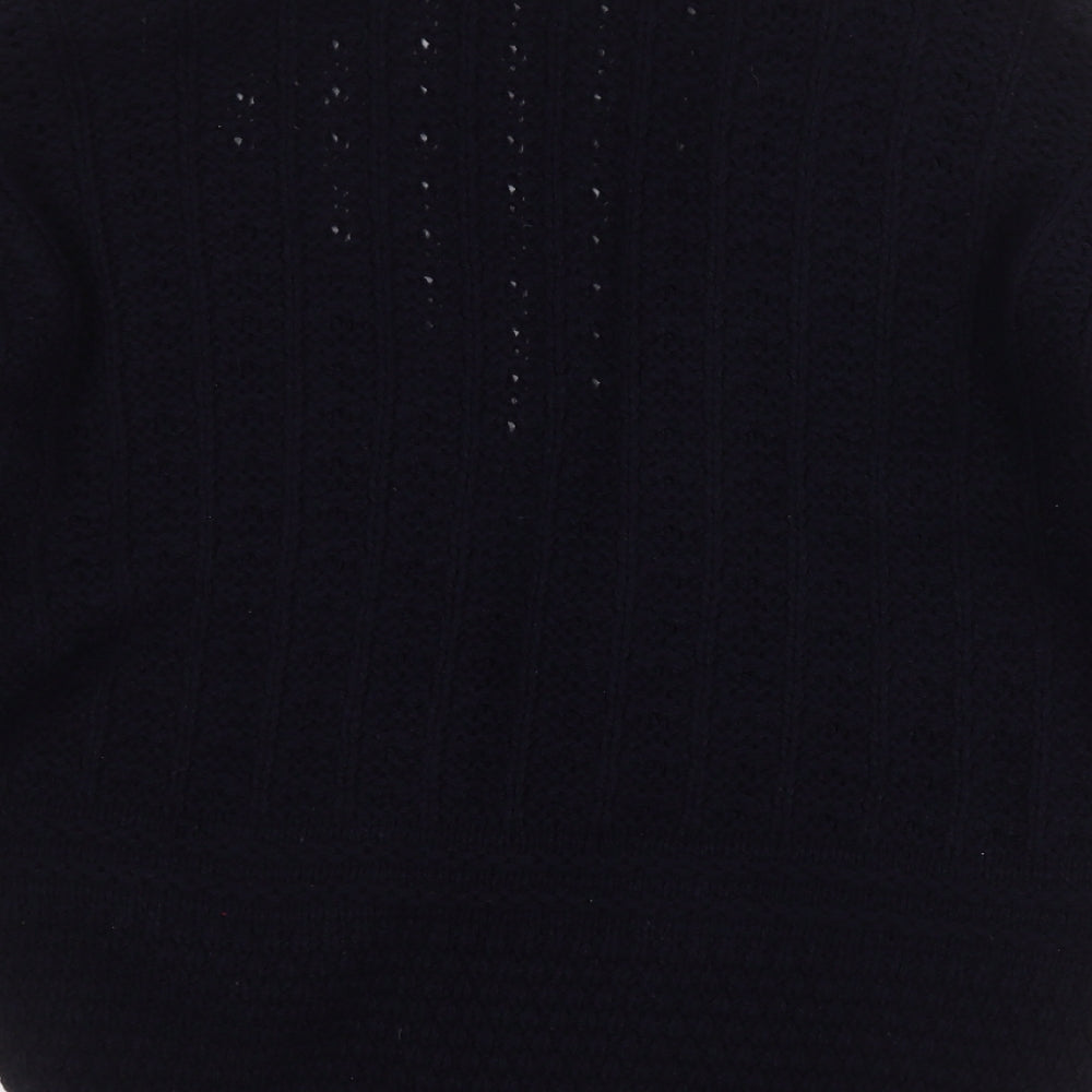 TU Womens Blue V-Neck Geometric Acrylic Cardigan Jumper Size 12