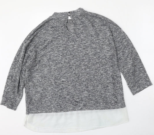 F&F Womens Grey Round Neck Polyester Pullover Jumper Size 16