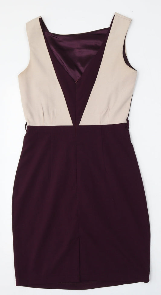 Apricot Womens Purple Polyester Bodycon Size XS V-Neck