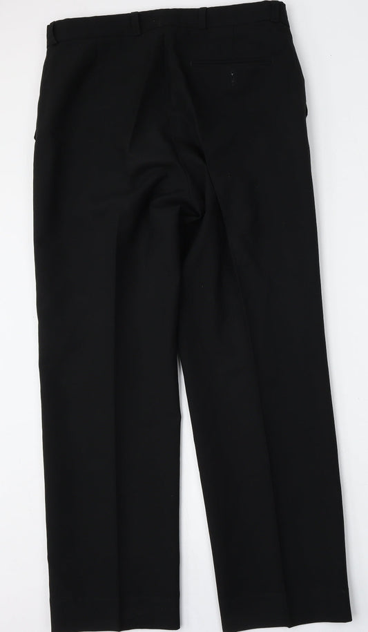 George Womens Black Polyester Trousers Size 34 L29 in Regular Button