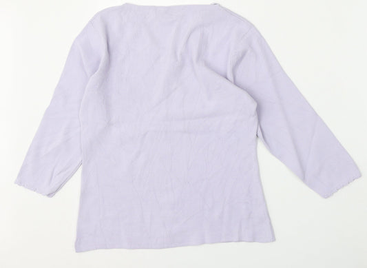 Carolyn Taylor Womens Purple V-Neck Polyester Pullover Jumper Size S