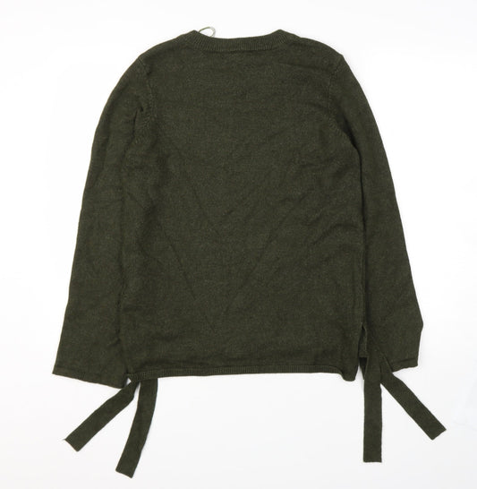 love knitwear Womens Green Round Neck Viscose Pullover Jumper Size 14