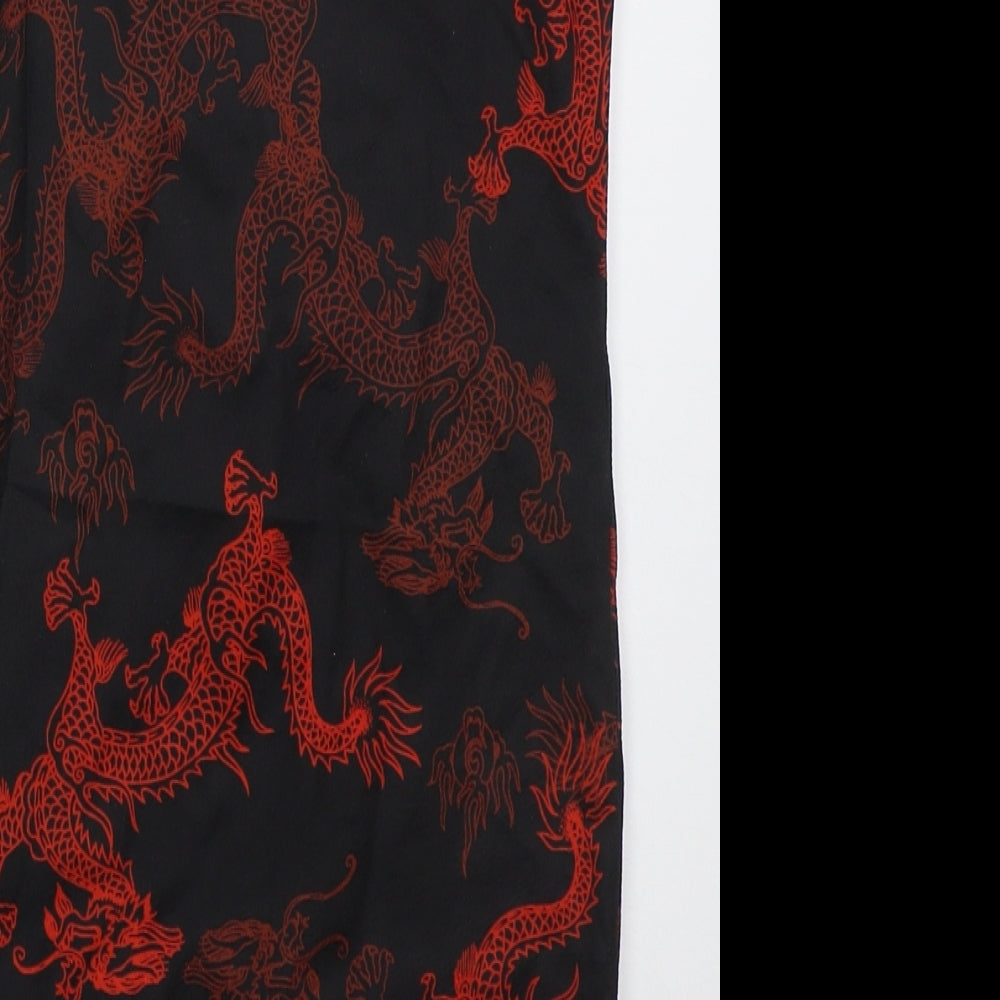 SheIn Girls Black Polyester Tank Dress Size 9 Years Square Neck Pullover - Red Dragons