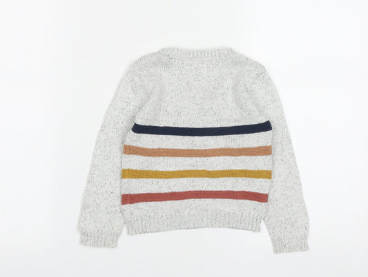 F&F Baby Grey Striped Cotton Pullover Jumper Size 12-18 Months Button