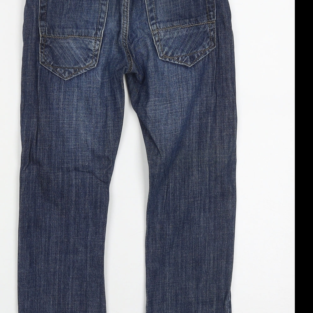 Matalan Boys Blue Cotton Straight Jeans Size 9 Months L22 in Regular Drawstring