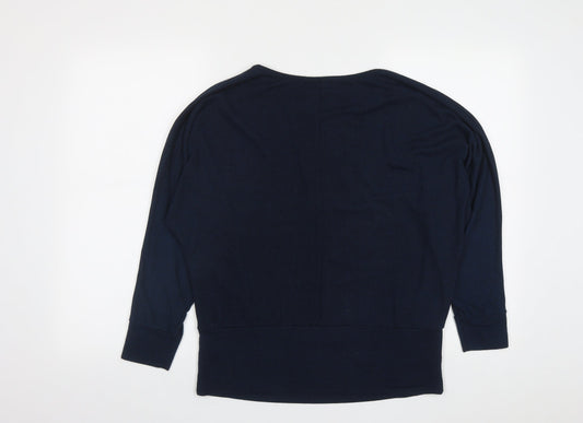 Apricot Womens Blue Round Neck Viscose Pullover Jumper Size M