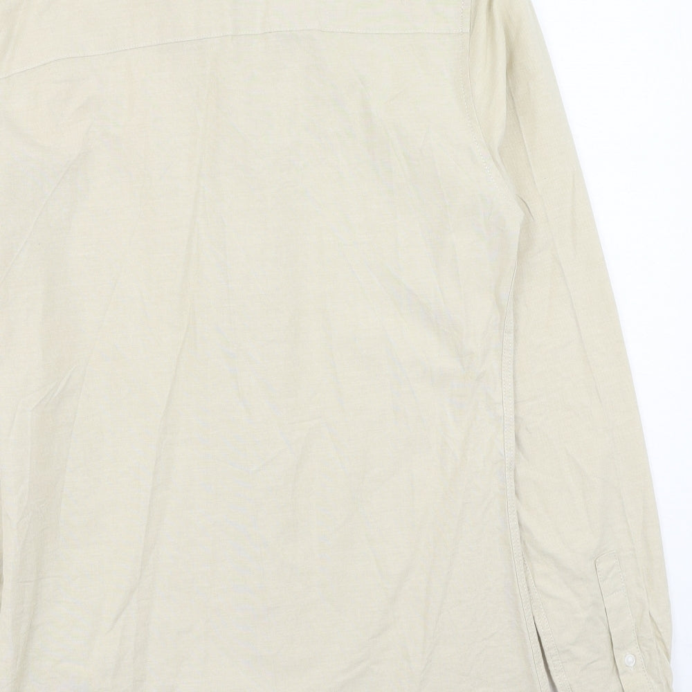 Topman Mens Beige Cotton Button-Up Size XS Collared