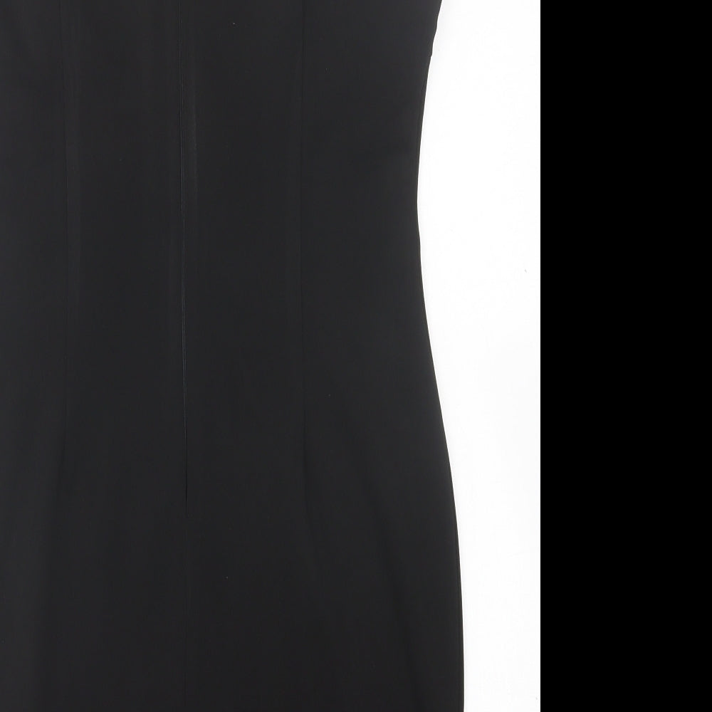 AX Paris Womens Black Polyester Pencil Dress Size 14 Crew Neck Zip