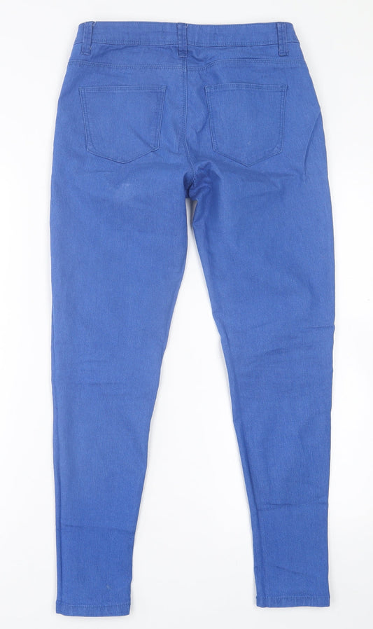 Denim & Co. Womens Blue Cotton Skinny Jeans Size 8 L27 in Regular Button