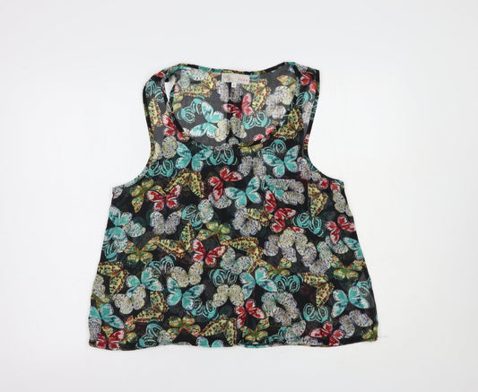 Womens UK Size 12 Cameo Rose Black Basic Blouse