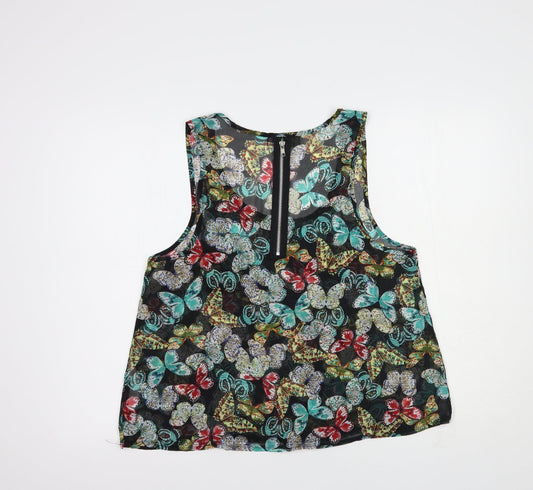 Womens UK Size 12 Cameo Rose Black Basic Blouse