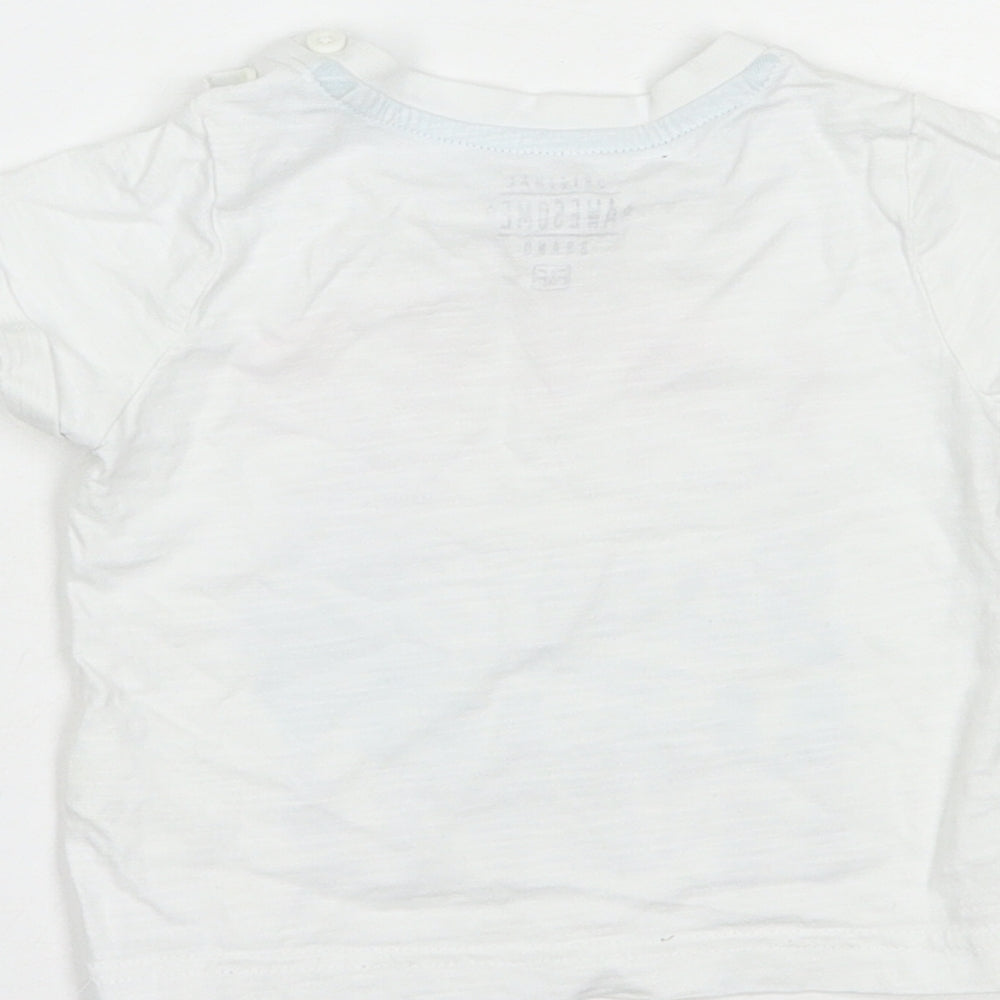 F&F Baby White Cotton Basic T-Shirt Size 6-9 Months Crew Neck Button - Need Summer