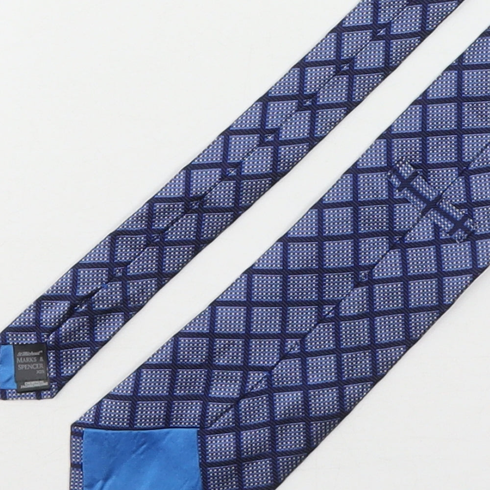 Marks and Spencer Mens Multicoloured Plaids & Checks Silk Pointed Tie One Size